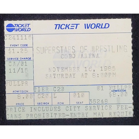 11/16/1985 WWF TICKET STUBSUPERSTARS OF WRESTLING ANDRE THE GIANT VS KK BUNDY
